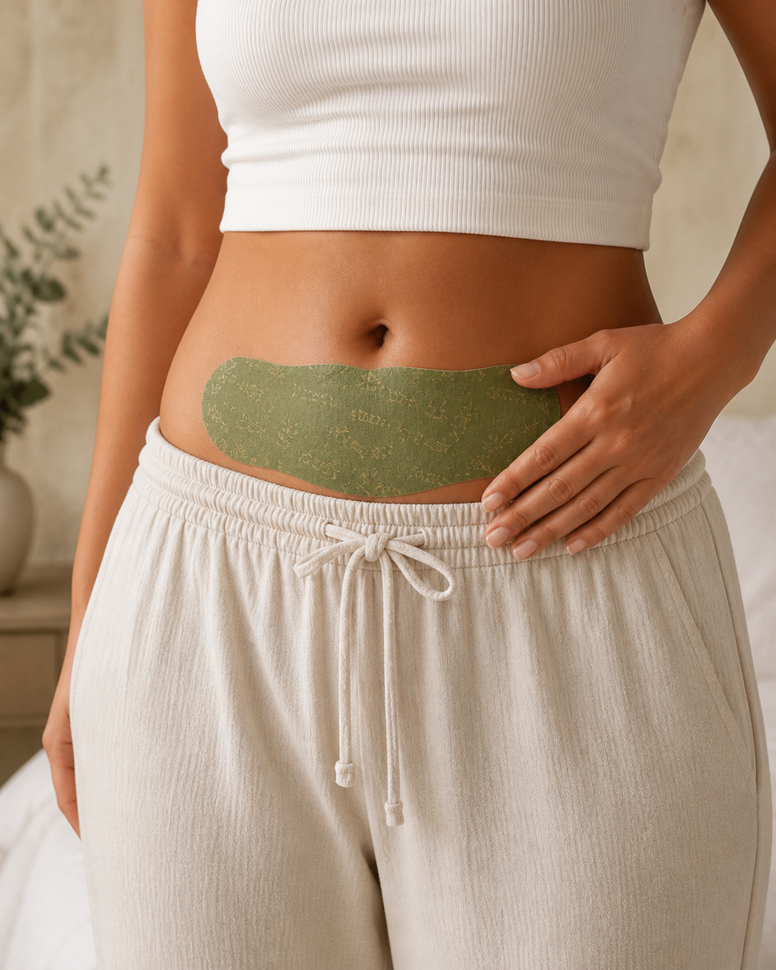The Herbivive Patch placed lower on the abdomen for a period-day routine